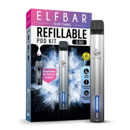ELF Bar - ELFA Turbo - Refill Pod Kit (Basisgerät mit Pod - 0,8 Ohm) - Aurora Black
