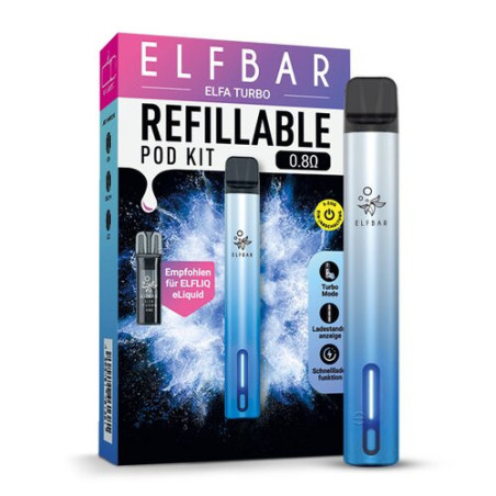 ELF Bar - ELFA Turbo - Refill Pod Kit (Basisgerät mit Pod - 0,8 Ohm) - Aurora Cyan