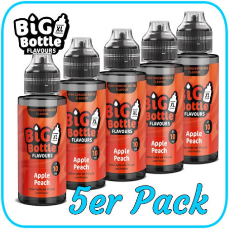Big Bottle - Apple Peach - 10ml Aroma in 120ml Flasche - 5er Pack