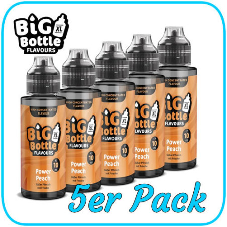 Big Bottle - Power Peach - 10ml Aroma in 120ml Flasche - 5er Pack