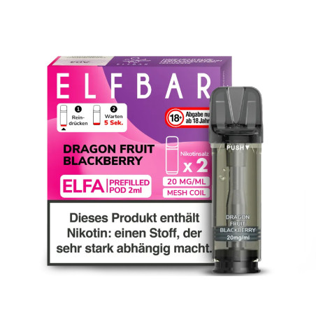Elfbar Elfa Einweg Pod - Dragonfruit Blackberry - 20mg Nikotinsalz - 2er Pack