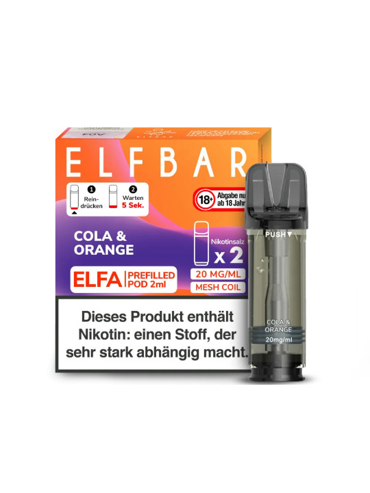 Elfbar Elfa Einweg Pod Cola Orange 20mg Nikotinsalz 2er Pack