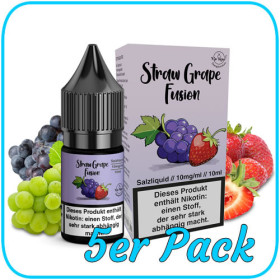 Vip Vape Liquids - Straw Grape Fusion - Nikotinsalz Liquid – 10mg - 5er Pack