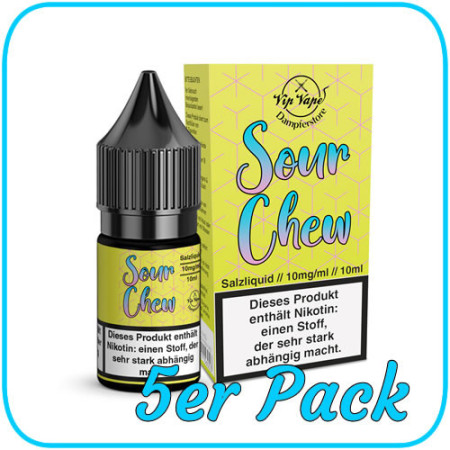 Vip Vape Liquids - Sour Chew - Nikotinsalz Liquid – 10mg - 5er Pack