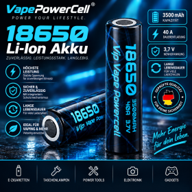 Vip Vape Powercell 18650 Akku – 3500mAh / 21A – Bild 1