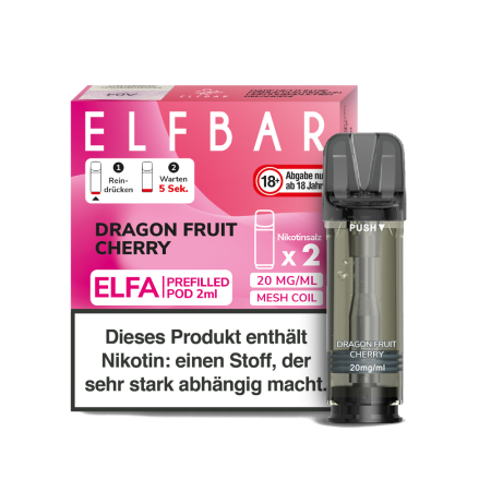 Elfbar Elfa Pod - Dragon Fruit Cherry - 20mg Nikotinsalz - 2er Pack