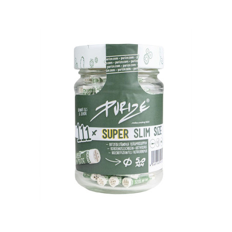 PURIZE White im Glas 111 Stück, Super Slim Size Ø 5mm, Aktivkohlefilter