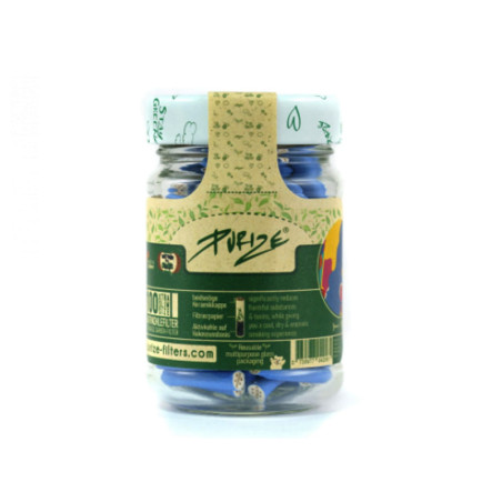 PURIZE Blau - 100er Glas, 100 XTRA Slim Size - Aktivkohlefilter
