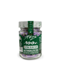 PURIZE Flieder - 100er Glas, 100 XTRA Slim Size - Aktivkohlefilter