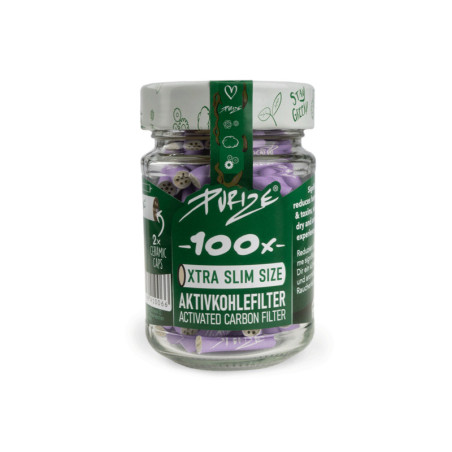 PURIZE Flieder - 100er Glas, 100 XTRA Slim Size - Aktivkohlefilter