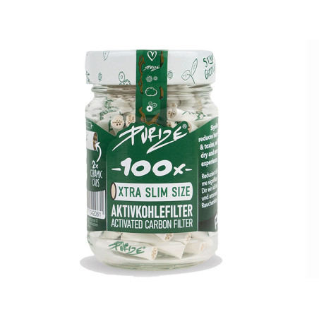 PURIZE Weiß - 100er Glas, XTRA Slim Size Ø 5,9mm, Aktivkohlefilter