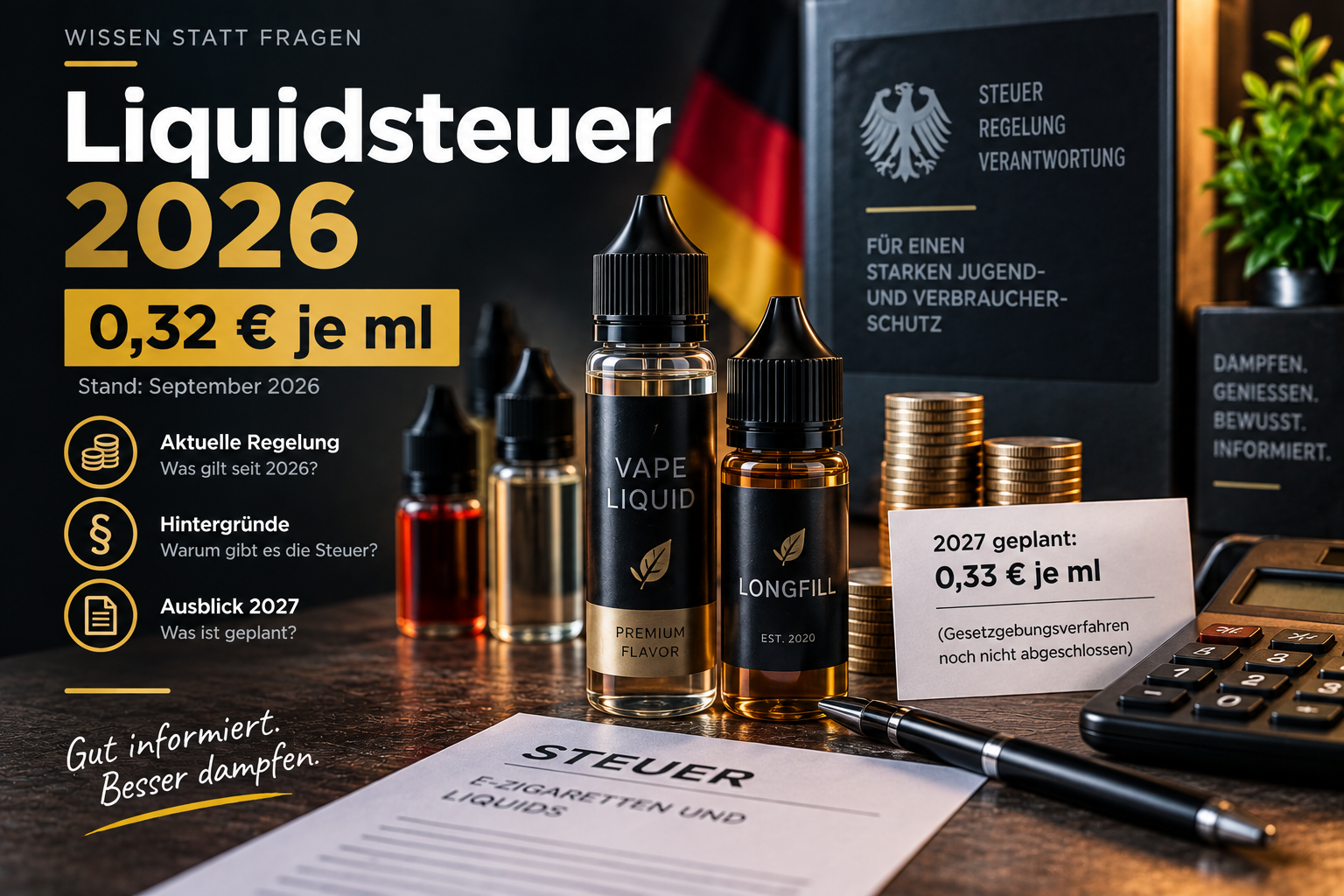 Liquidsteuer 2026: So hoch ist die Steuer auf E-Liquids aktuell